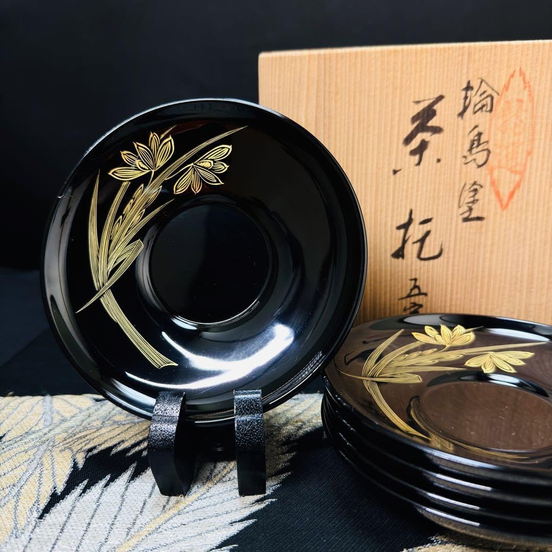 Amazon.co.jp: 輪島塗 龍作 沈金蒔絵 茶托 5客 共箱 ホビー グッズ 