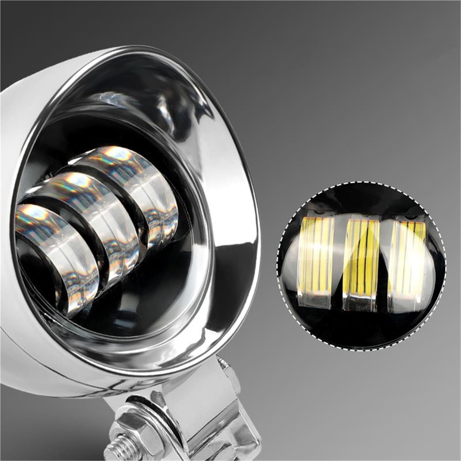 Foco Luz LED Conducción Faro Auxiliar Doble Color Lámpara ATV Scooter Para Suzuki Para Chopper Para Bobber Para Touring Faros Delanteros Moto(1 piece No Halo)