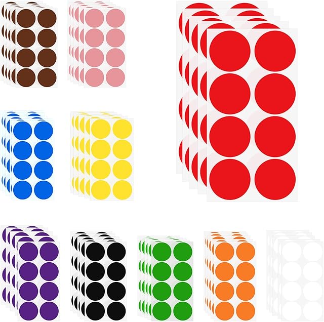 SAVITA 400pcs Round Color Coding Stickers, 2inch Round Circle Dot Sticker Labels for Classroom Office Home Coding Organization Art DIY (10 Colors)