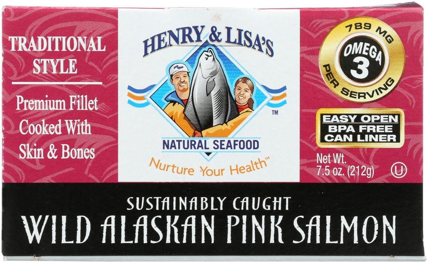 Henry and Lisas Wild Alaskan Pink Salmon, 7.5 Ounce -- 12 per case.12