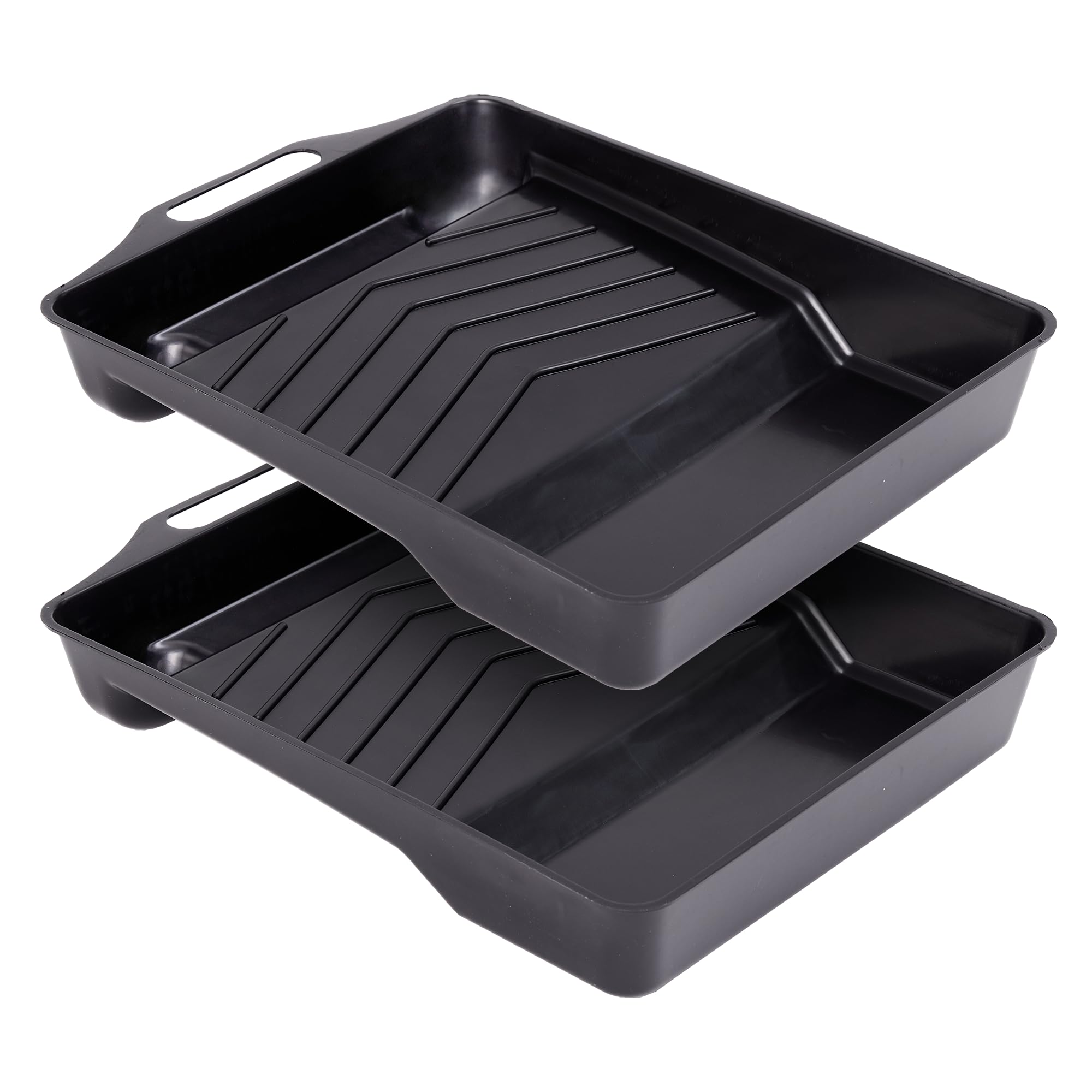 Sturdy Solvent Resistant Plastic Paint Roller Trays Deep Well 11-Inch 2-Pack