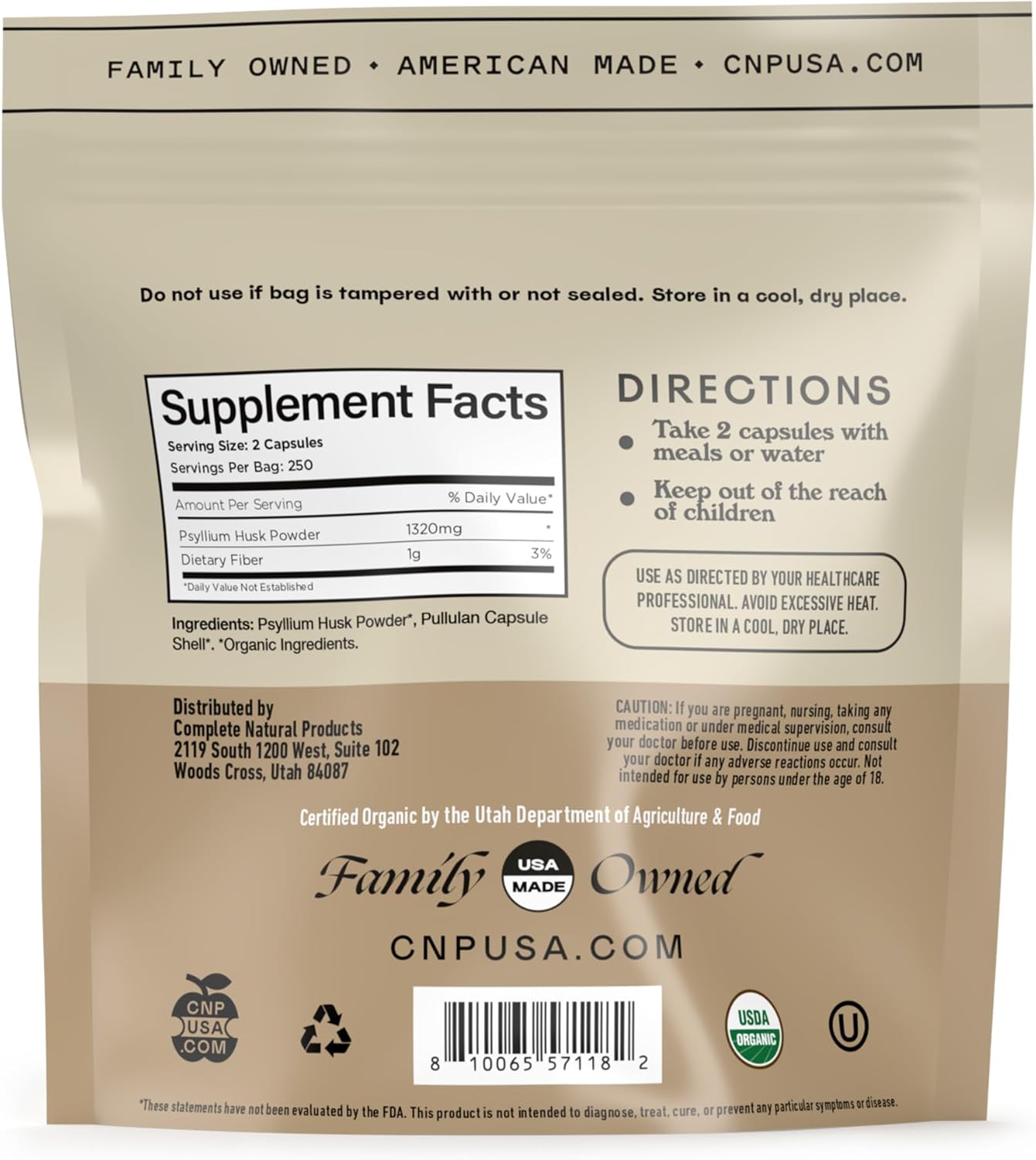 Organic Psyllium Husk Capsules 660mg - Fiber Caps Supplement, Psyllium Capsules for Digestive Regularity, Colon Cleanse Support, Unflavored Whole Fiber Powder Pills, 500 Capsules