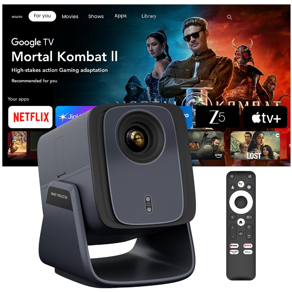 WZATCO Yuva Blaze Max Fully Automatic Official TV Native 1080P Projector 4k Ultra HD, 1800 ANSI, 18W Sound, WiFi 6, BT, Home & Room — Amazon image 3