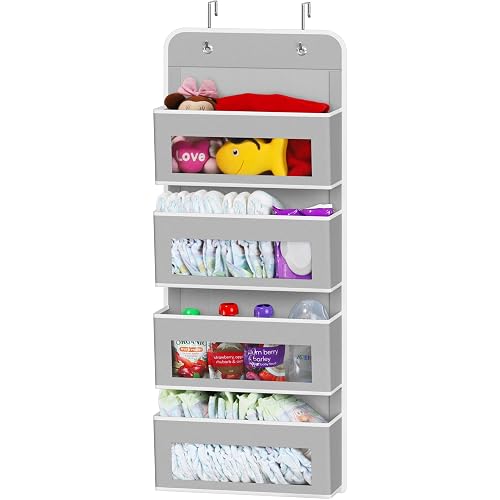 Simple Houseware 4 Clear Window Pocket Over Door Hanging Organizer,