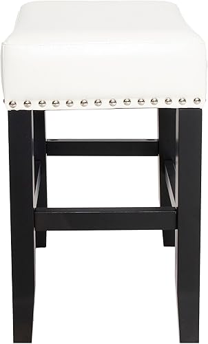 Miniatura 6 de 2-Pcs Set Backless Leather Counter Stools 26in Height - Dining Chairs, Table & Chair Sets, Desk Chair for Kitchen Island, Bar Stools,White