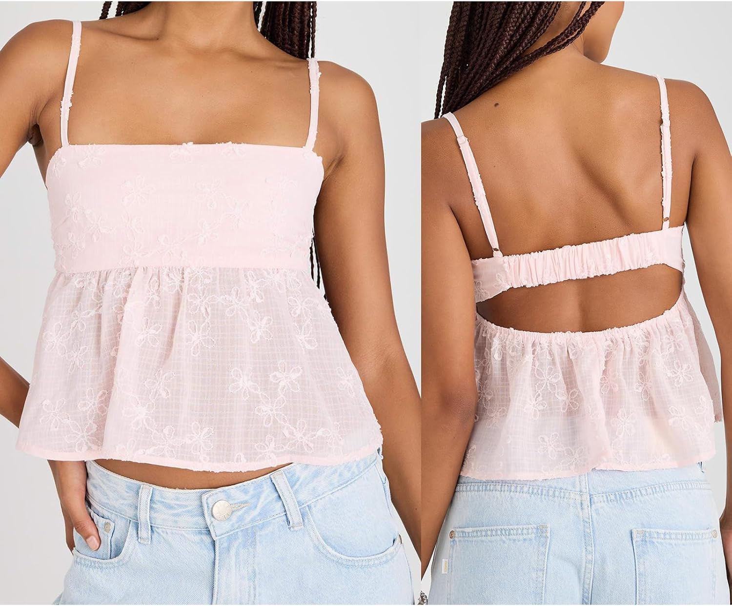 Womens Y2k Babydoll Cami Tank Ruffle Hem Sleeveless Flowy Top Teen Girl Summer Fairy Shirt Fitted Streetwear - Image 6