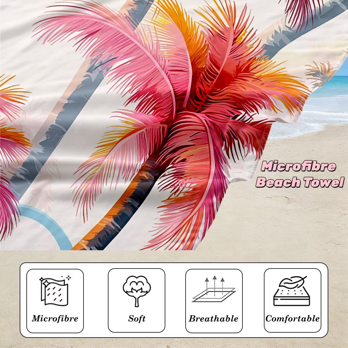 Juego de 2 Toalla Playa Grande 100x200 cm, Secado Rapido Toalla Microfibra Gimnasio, Antiarena Toallas de Playa Árbol, Grande Ligera Compacta Toallas Microfibra Mujer Hombre para Viaje Piscina -5066