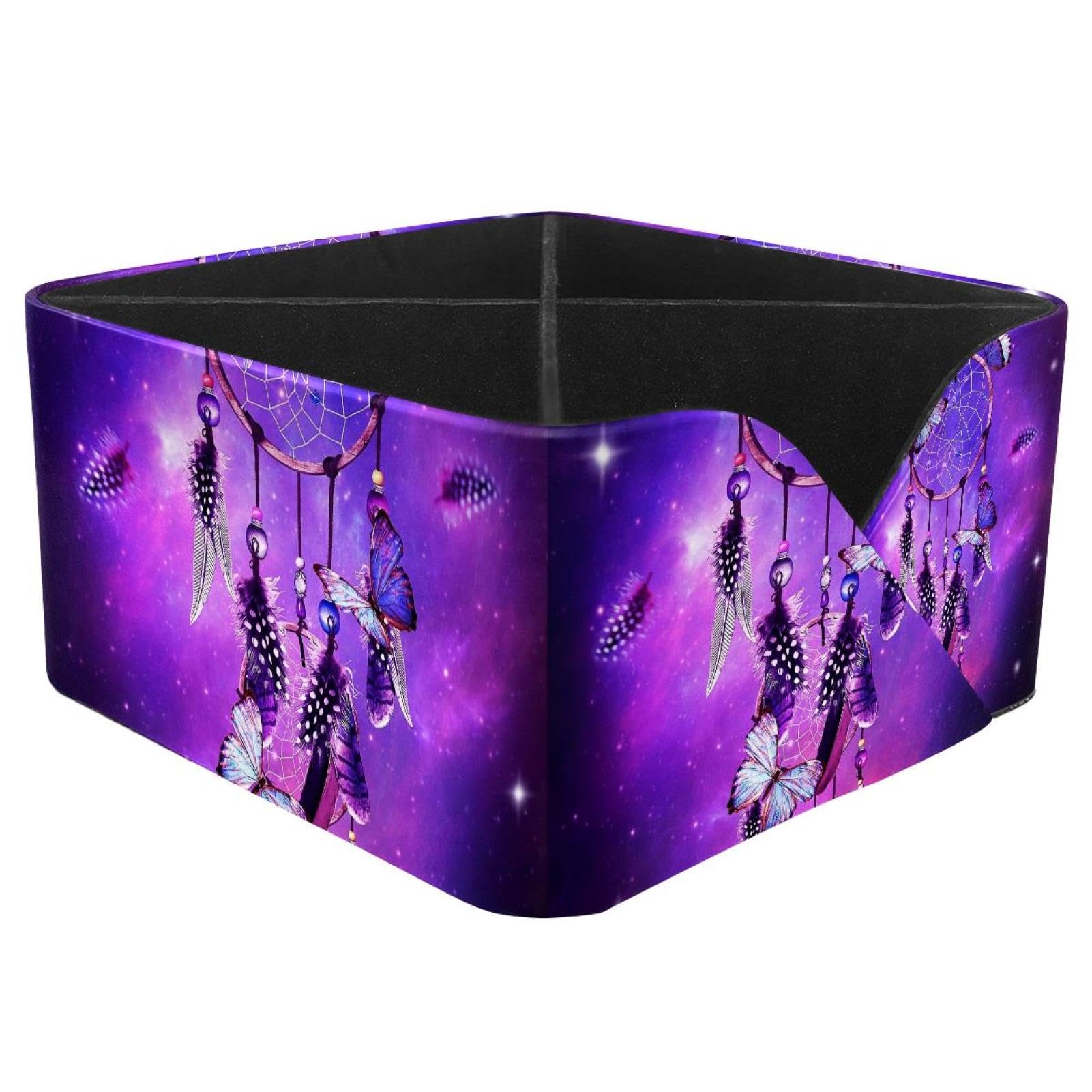 KengjuTesu Butterflies and Dreamcatcher Desktop Organizer Pen Holder, Rectangular Pencil Cup for Office, Study and Makeup Stations