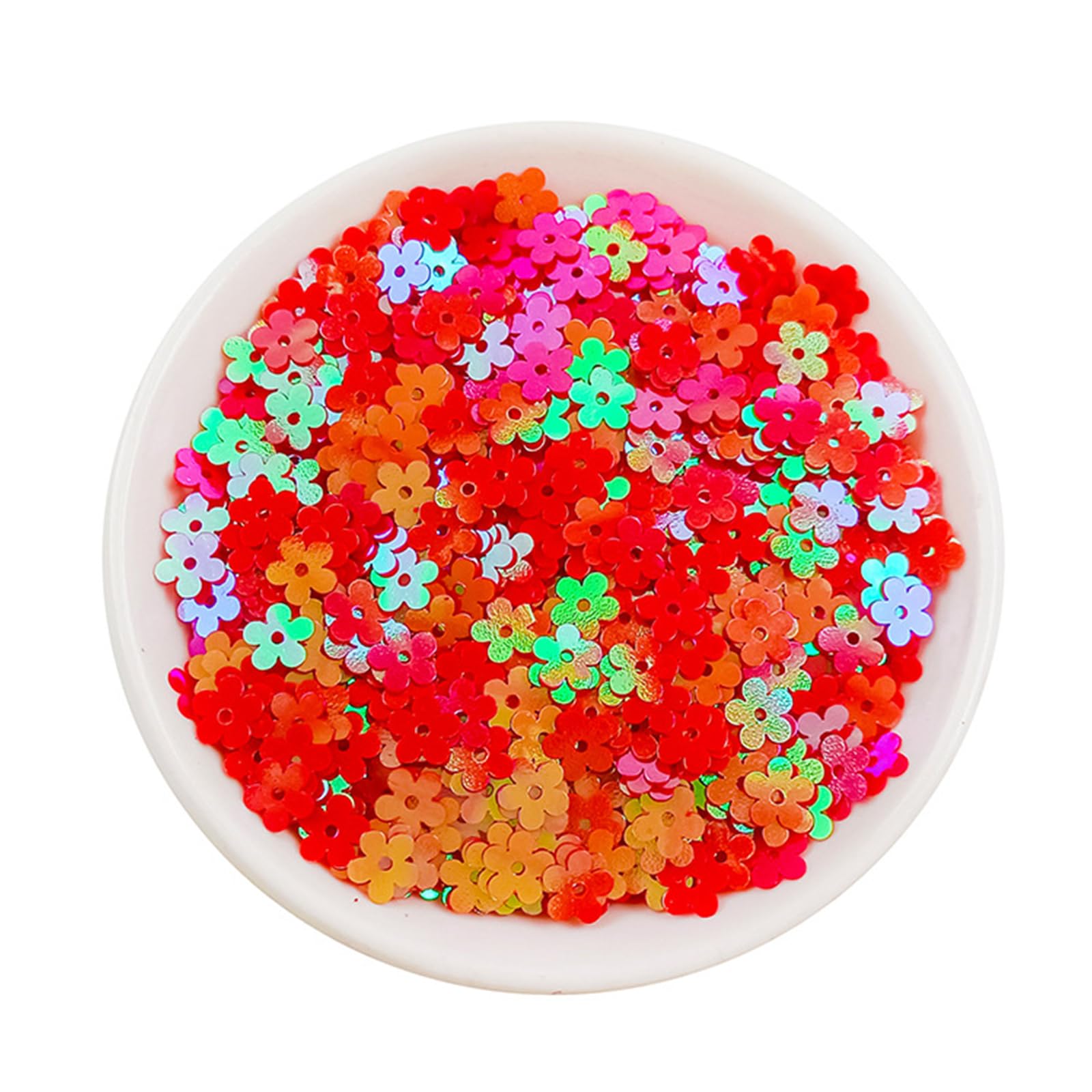 Leliafleury 7mm Red Flower Sequins Glitter Flat Loose Sequins for DIY Crafts Sewing, 20g/0.7oz