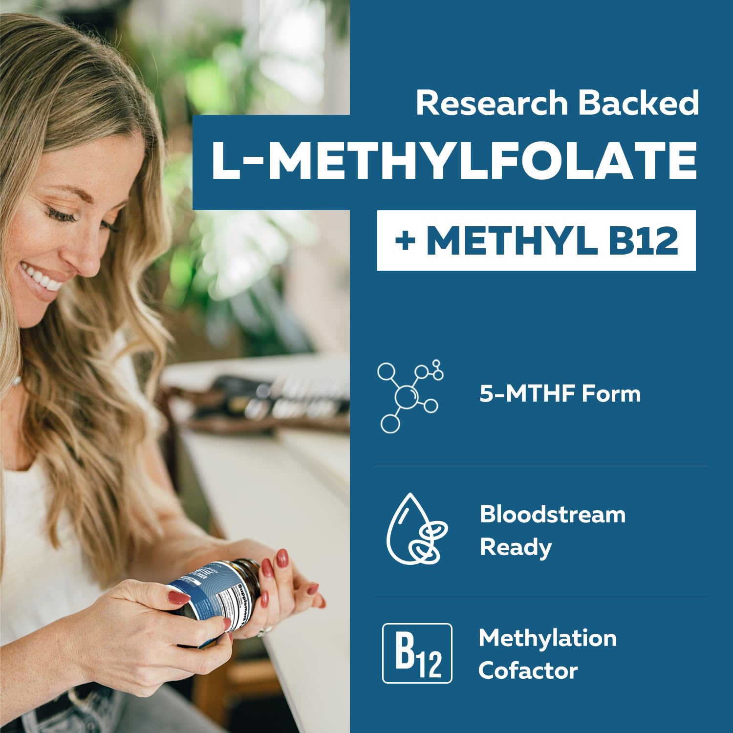 L Methylfolate 7.5mg plus Methyl B12 - Active 5-MTHF Form, MTHFR Supplement — Amazon image 2