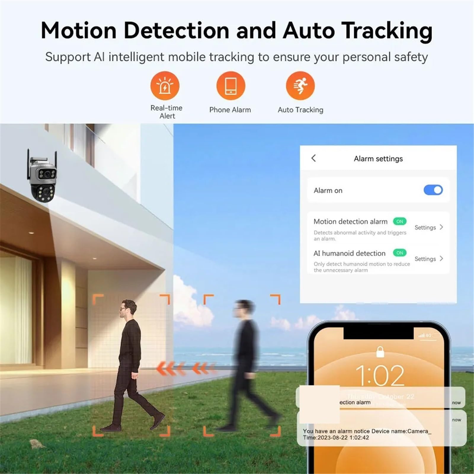 Kamera IP 4G z kartą SIM, podwójny obiektyw, wodoodporny, monitor do monitoringu zewnętrznego, noktowizor, ochrona domu CCTV(Camera 32G Card)