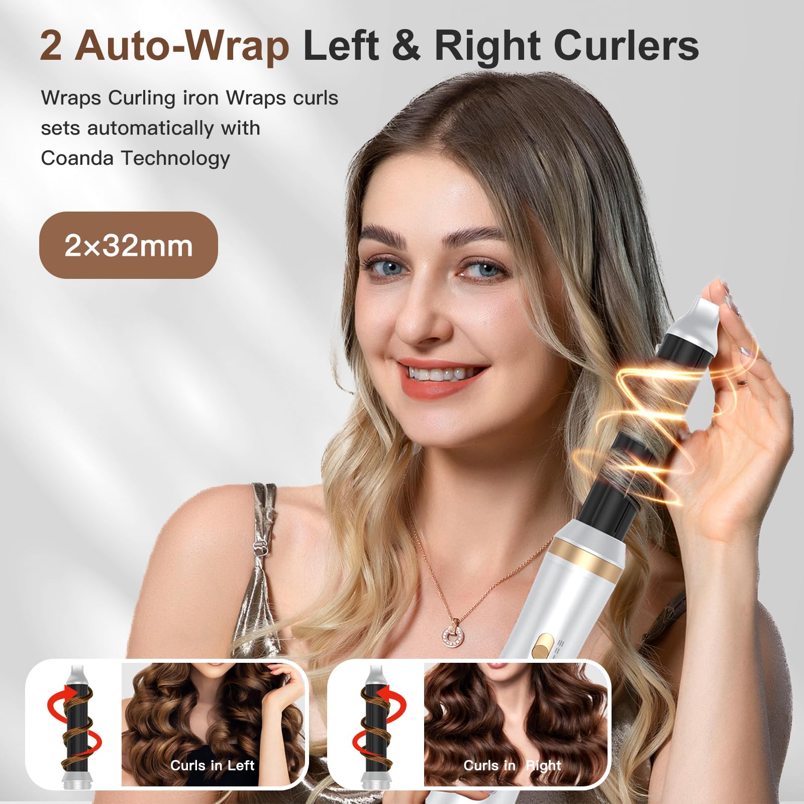 Cepillo Secador de Pelo 5 en 1, 1000W Air Styler Set,Cepillo De Aire Caliente Multifunción,Moldeador Pelo With Riza 3 Temperaturas, Tecnología Ion,Cepillo Alisador para Da Volumen, Alisa y Seca