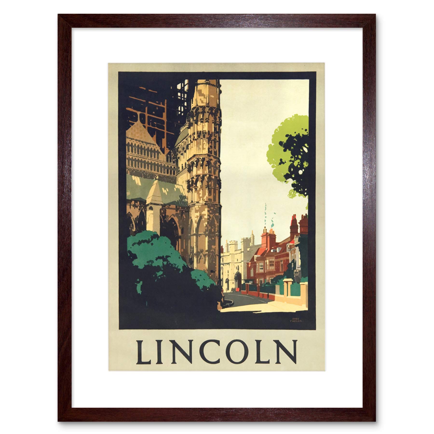 Wee Blue Coo Travel Lincoln England Cathedral Vintage Tourism Ad Framed Wall Art Print