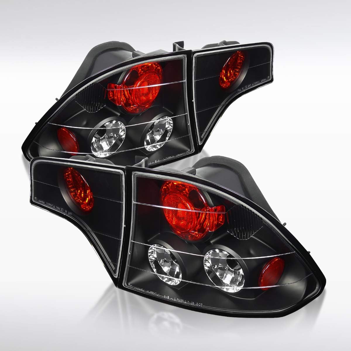 Autozensation Tail Light Pair for 2006-2011 Honda Civic Sedan Black Housing Clear Lens