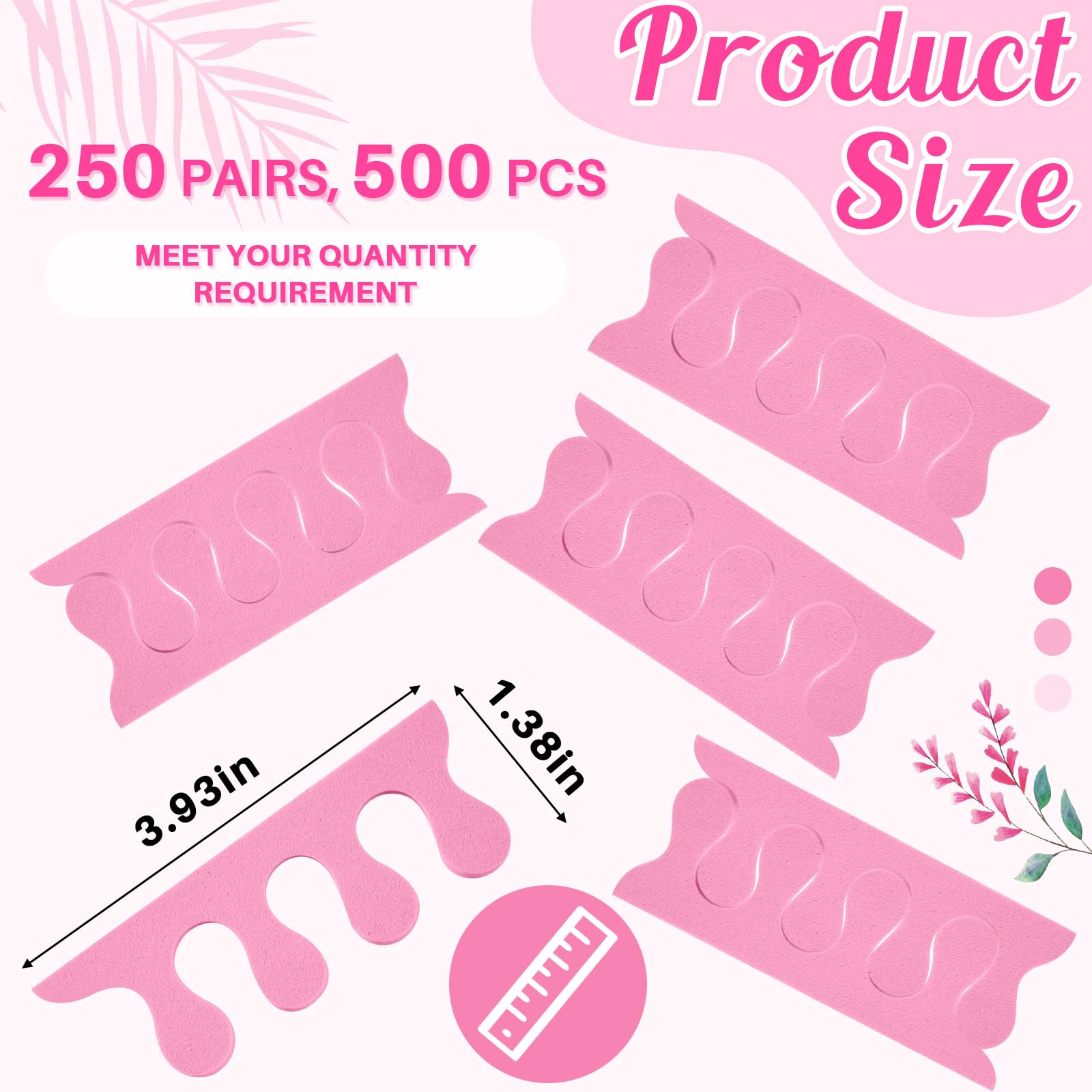 Mumufy 500 pezzi (250 paia) separatori per dita dei piedi, kit di strumenti per pedicure, distanziatori morbidi per pedicure, divaricatori per dita, per donne e uomini, unghie dei piedi, nail art