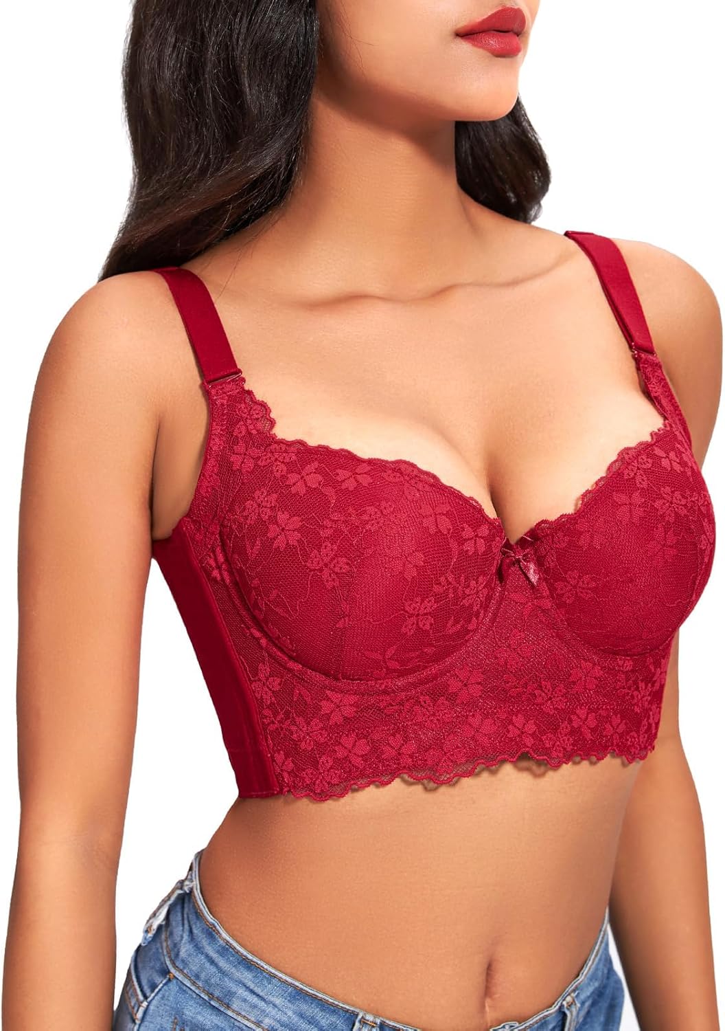FallSweet Push Up Bras for Women Corset Top Bustier Padded Underwire Bra Add One Cup - Image 2