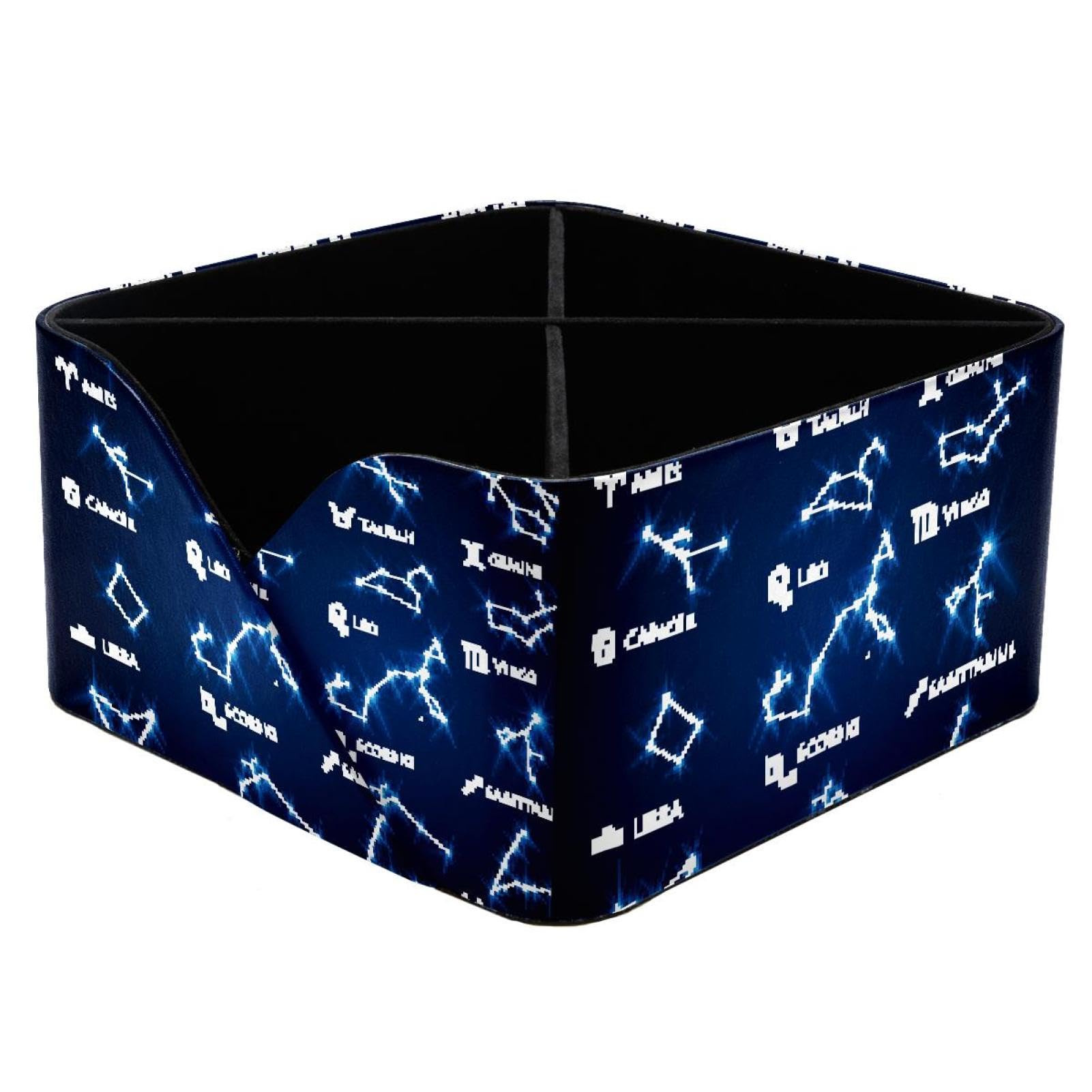 KengjuTesu Zodiac Horoscope Illustration Desktop Organizer Pen Holder, Rectangular Pencil Cup for Office, Study and Makeup Stations