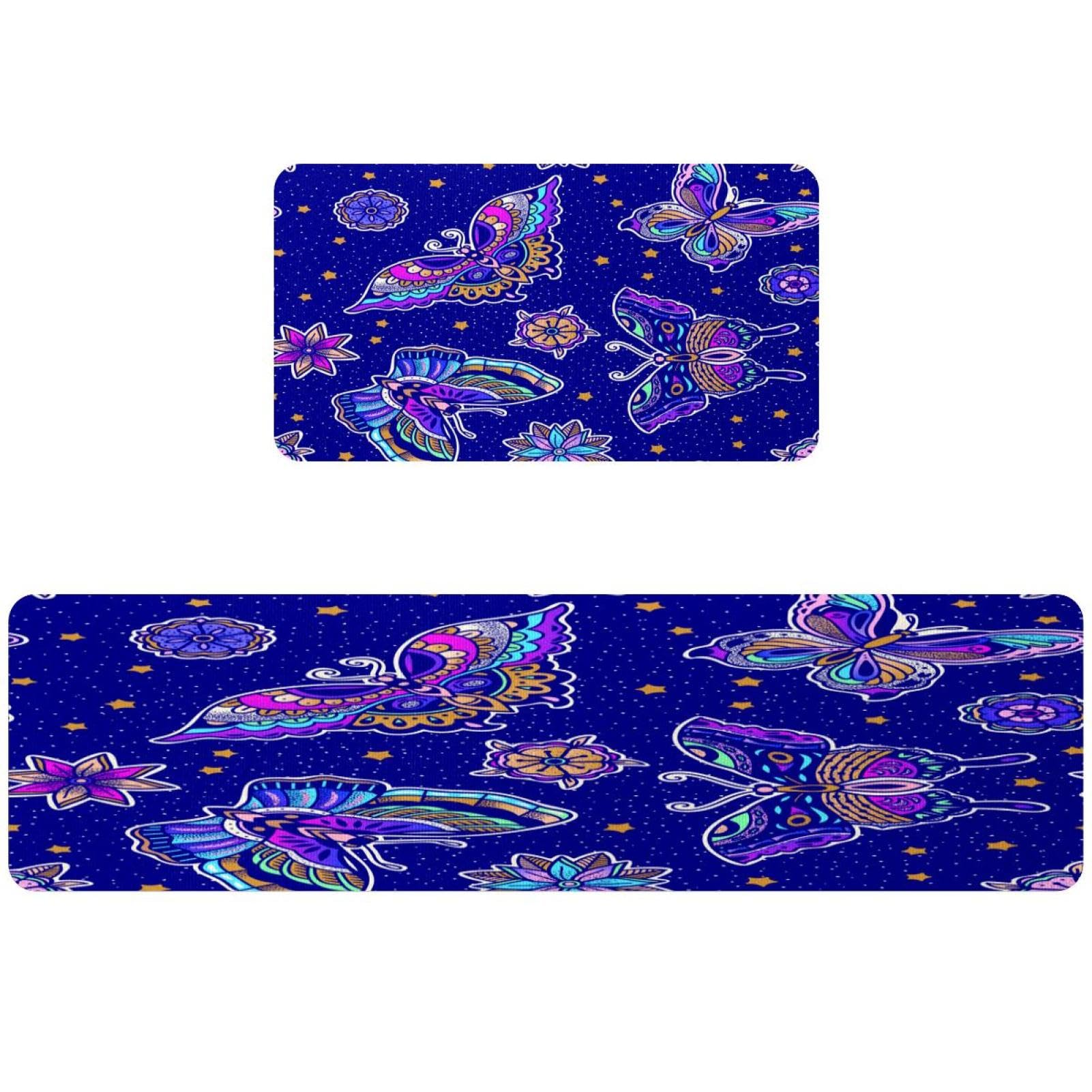 Tapis de cuisine antidérapant lot de 2 lavable et ultra absorbant motif floral