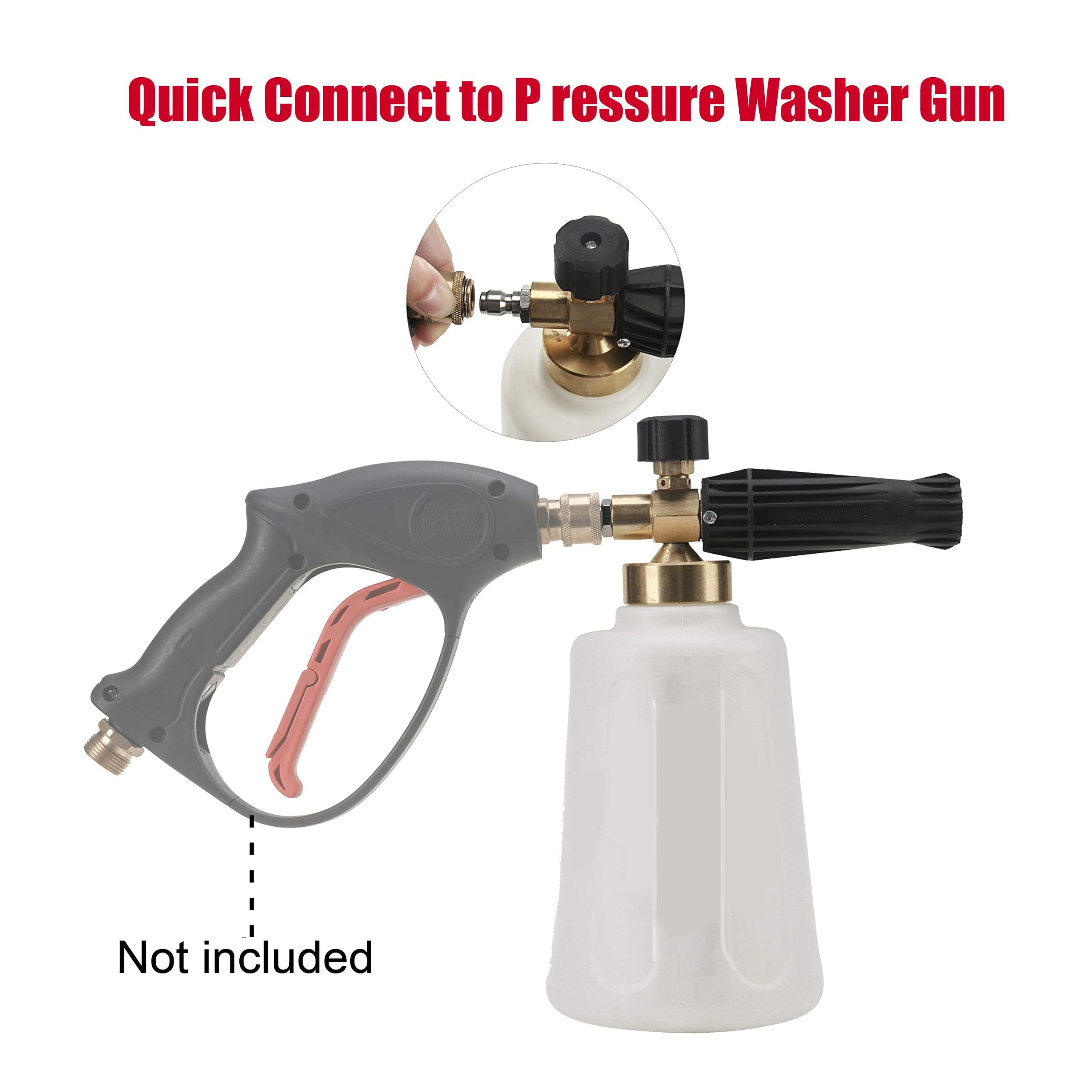 Unifizz Pressure Washer Foam Cannon for Car Wash Snow Foam Lance, Additional Orifice Nozzle 1.1mm, 1/4 Inch - Image 2
