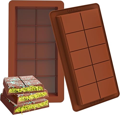 Webake The Original - Moldes de barra de chocolate profundo, 2 unidades, moldes de barra de chocolate de silicona grandes y gruesos de 1 pulgada de