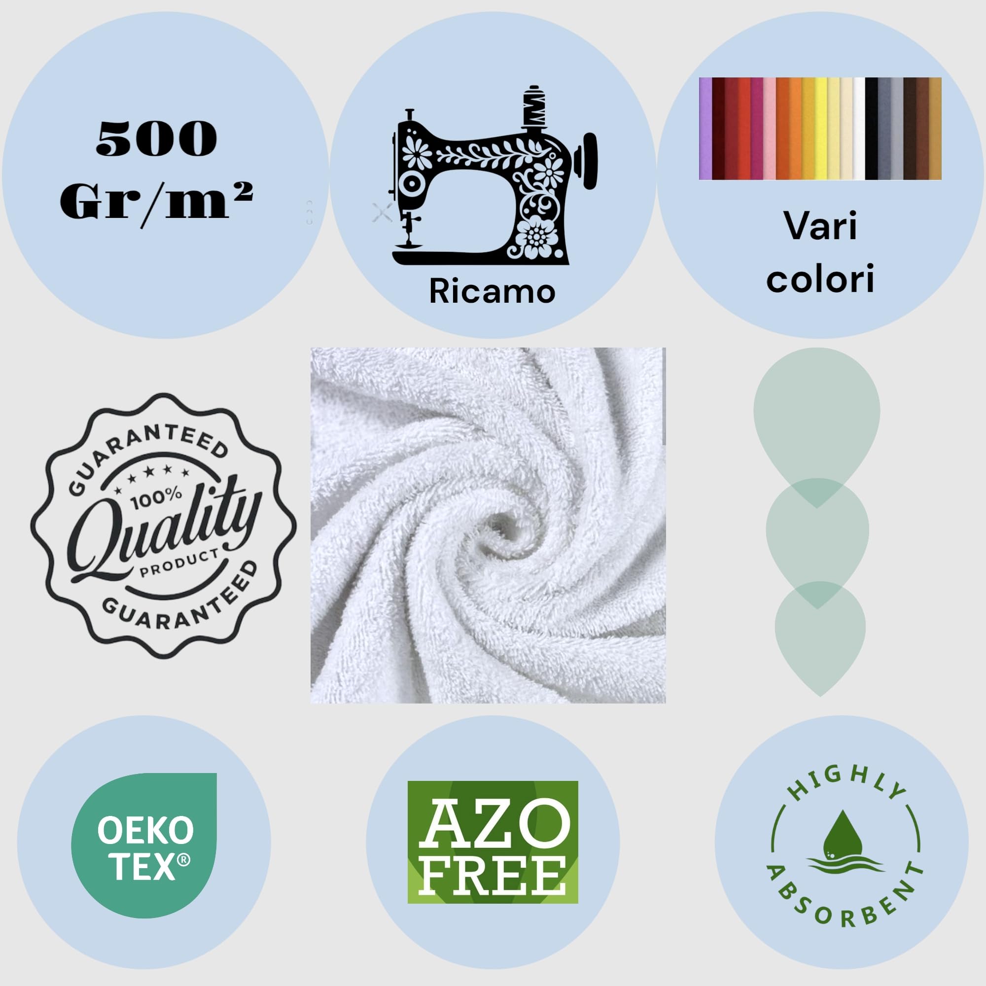 Set Asciugamani Ricamati In Cotone 500gsm | 2 Viso + 2 Ospite Con Passante - Regalo Personalizzato