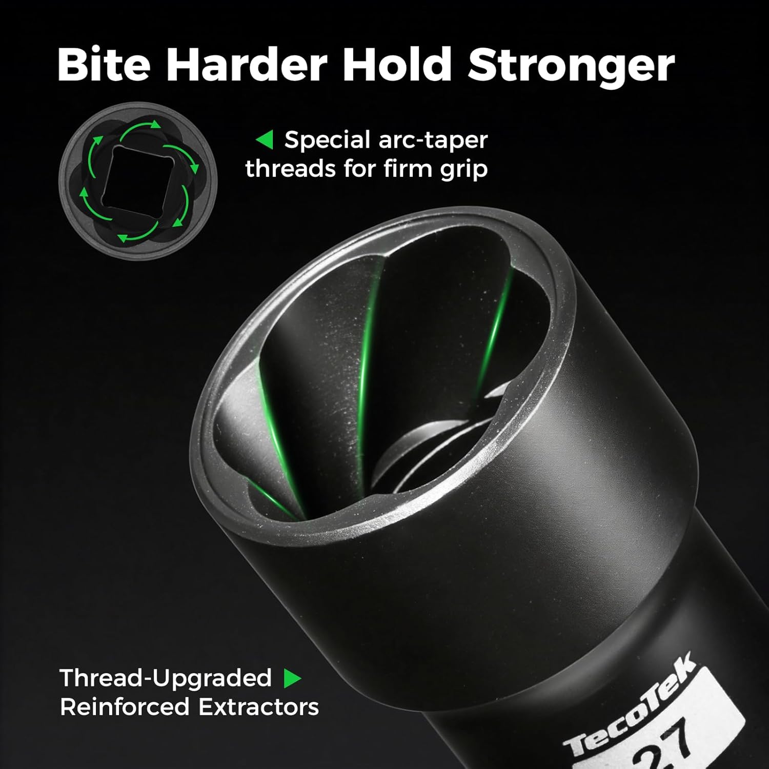 25PCS Impact Bolt Nut Extractor Kit, 1/2" & 3/8" Drive Bolt & Nut Remover Socket Tool Kit, Metric 8-27mm, CR-MO, Wheel Lock Removal for Extracting Damaged, Stripped Frozen Nuts & Screws