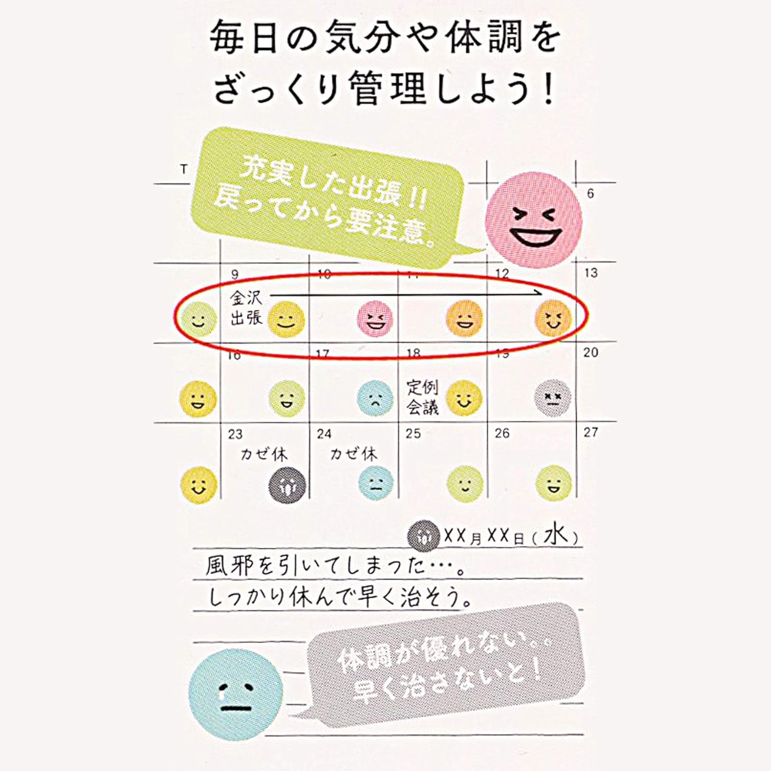82388-006 Day planner sticker/sticker, Peel and Stick Feeling Sticker [Face pattern]