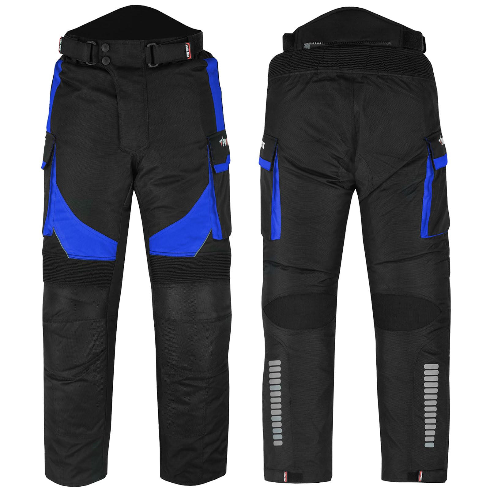 Inflori Men's Motorcycle Waterproof Textile Cordura Trousers CE Approved Protections Riding Motorbike Protective Trouser Pant (UK, Waist & Inseam, 32, 32, Blue)