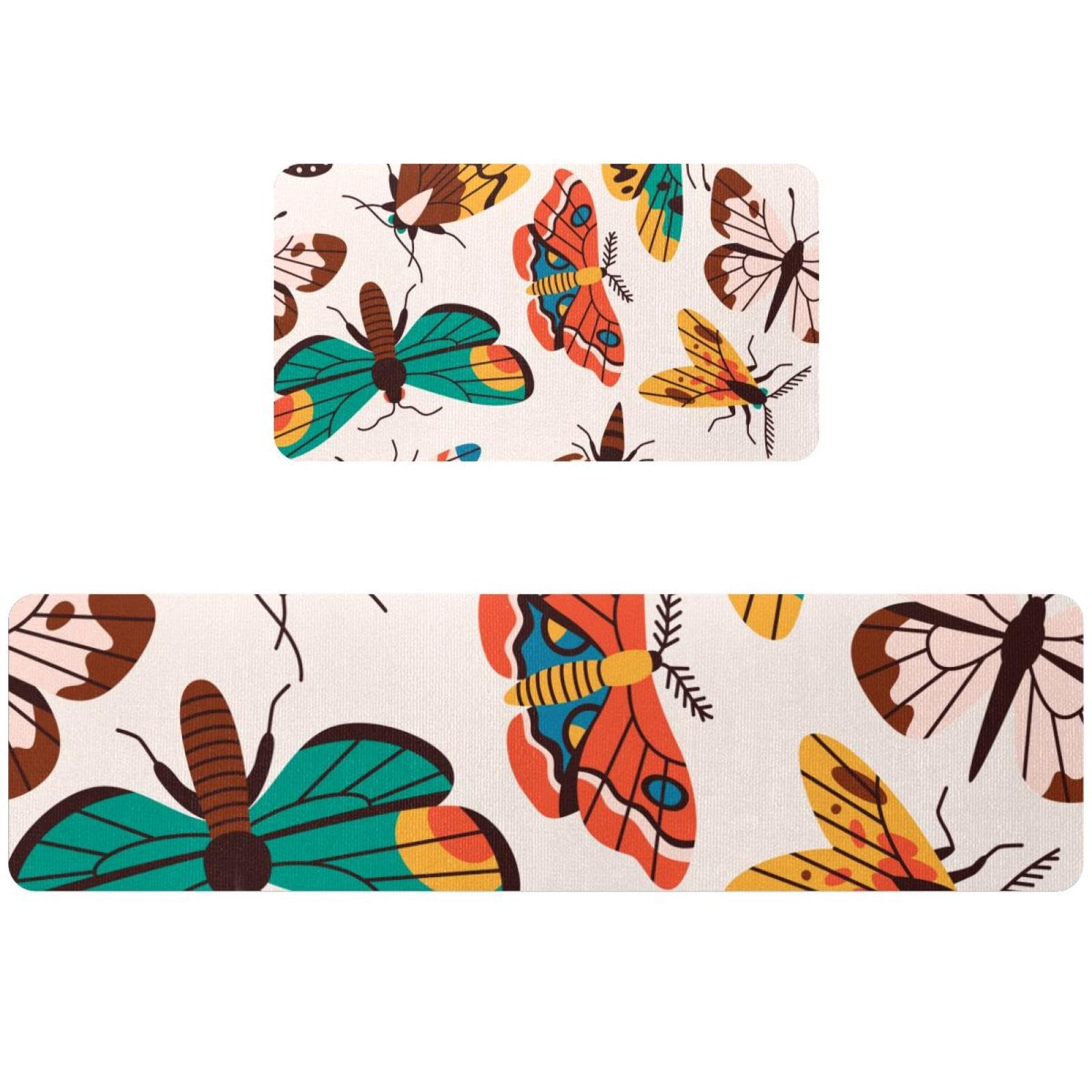 2 alfombrillas de cocina de mariposas antideslizantes y lavables para el hogar