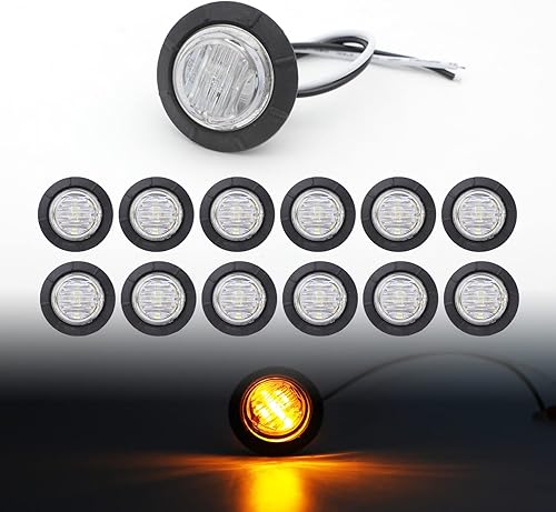 Miniatura 12 de TMH Luces indicadoras de marcador lateral ámbar de 1-1/4 pulgadas, redondas, 6 luces LED de bala transparente para camión, autobús, caravana