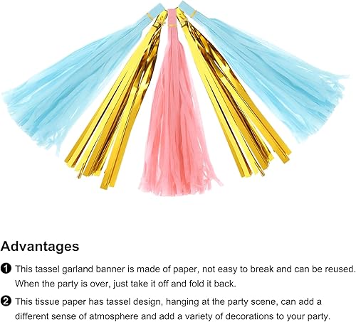 Vista 103 de MECCANIXITY 15Pcs Dark Purple Tassel Garland Banner with Rope Tissue Paper Tassels Party DIY Kits for Anniversary Wedding Birthday Party