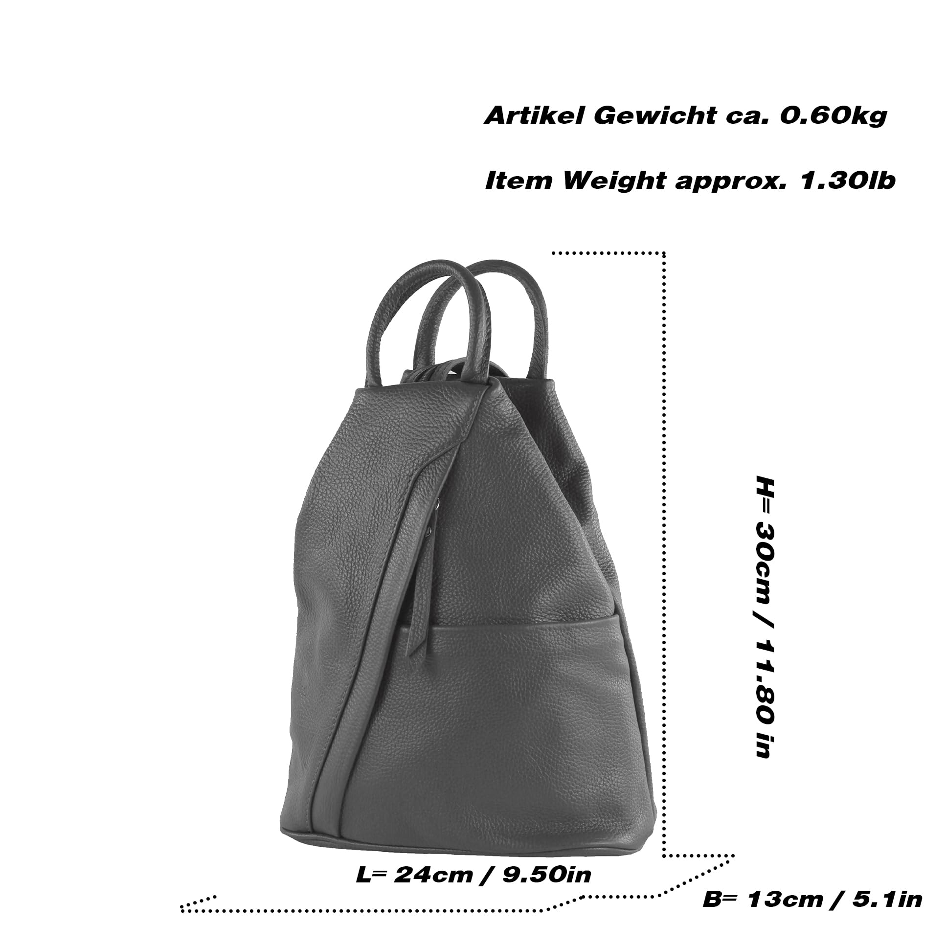 modamoda de T180 Damen Leder Rucksack Handtasche 2-in-1, handmade in Italy