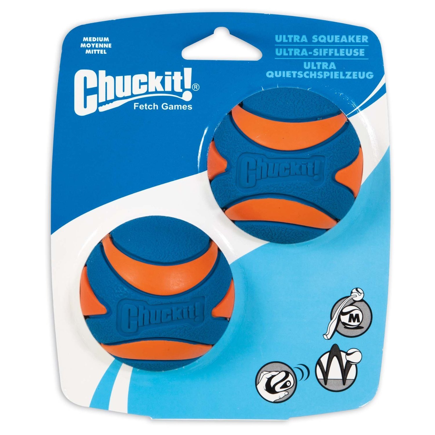 Chuckit 6 Pack of Ultra Squeaker Ball Dog Toys Medium Whistles When Thrown