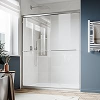 Vista 74 de SUNNY SHOWER B020, puertas de regadera deslizantes sin marco (56 - 60 x 72 pulgadas), cristal de 1/4 pulgada, acabado cromo