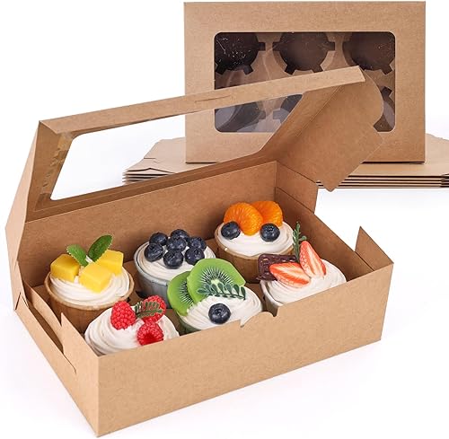 Miniatura 13 de VGOODALL 6 cajas blancas para cupcakes, 6 recipientes para cupcakes con ventana con capacidad para 36 cajas de pastelería para cumpleaños