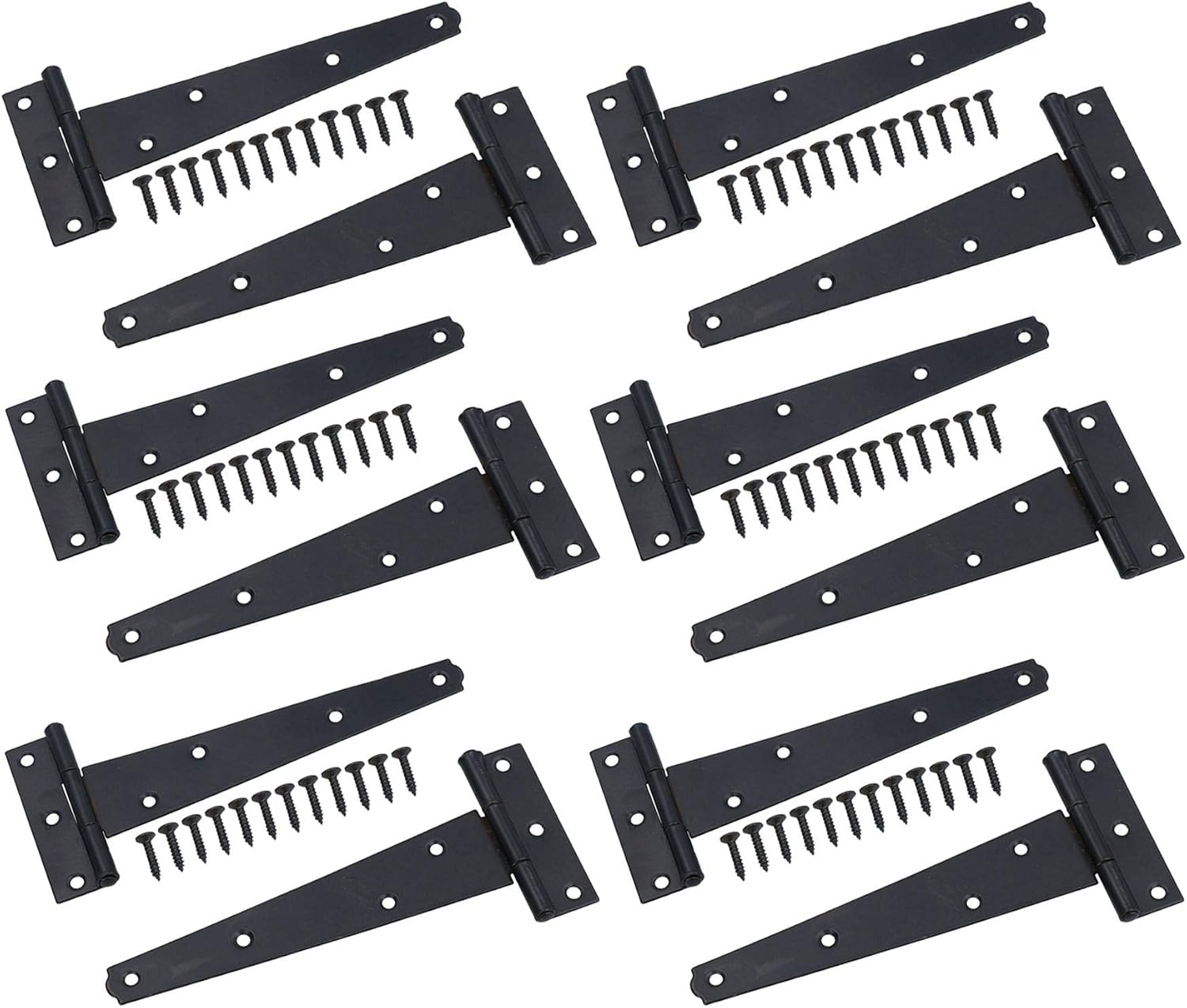 (150mm) Heavy Duty T Tee Hinges for Doors + Gates with Fixing Screws 8pc