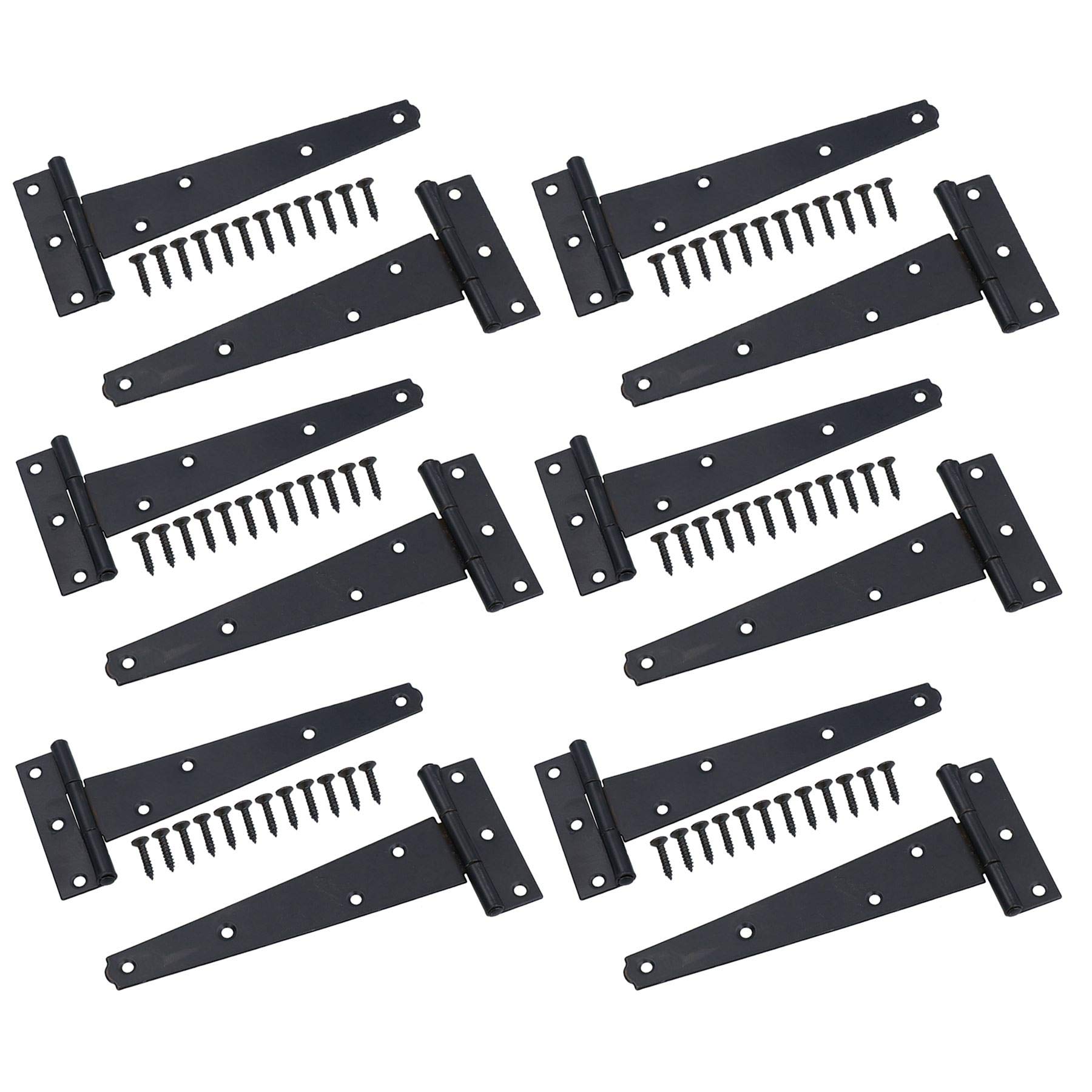 6” (150mm) Heavy Duty T Tee Hinges for Doors + Gates with Fixing Screws 12pc