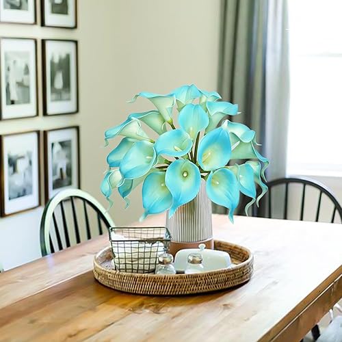 Miniatura 4 de Letjolt Ramo de flores artificiales de lirio de pavo real, 20 unidades, para boda, novia, ducha, bendición, decoración del hogar, flores de lirios