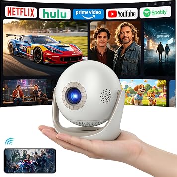 1080P Mini Projector with WiFi Bluetooth 180 Rotation