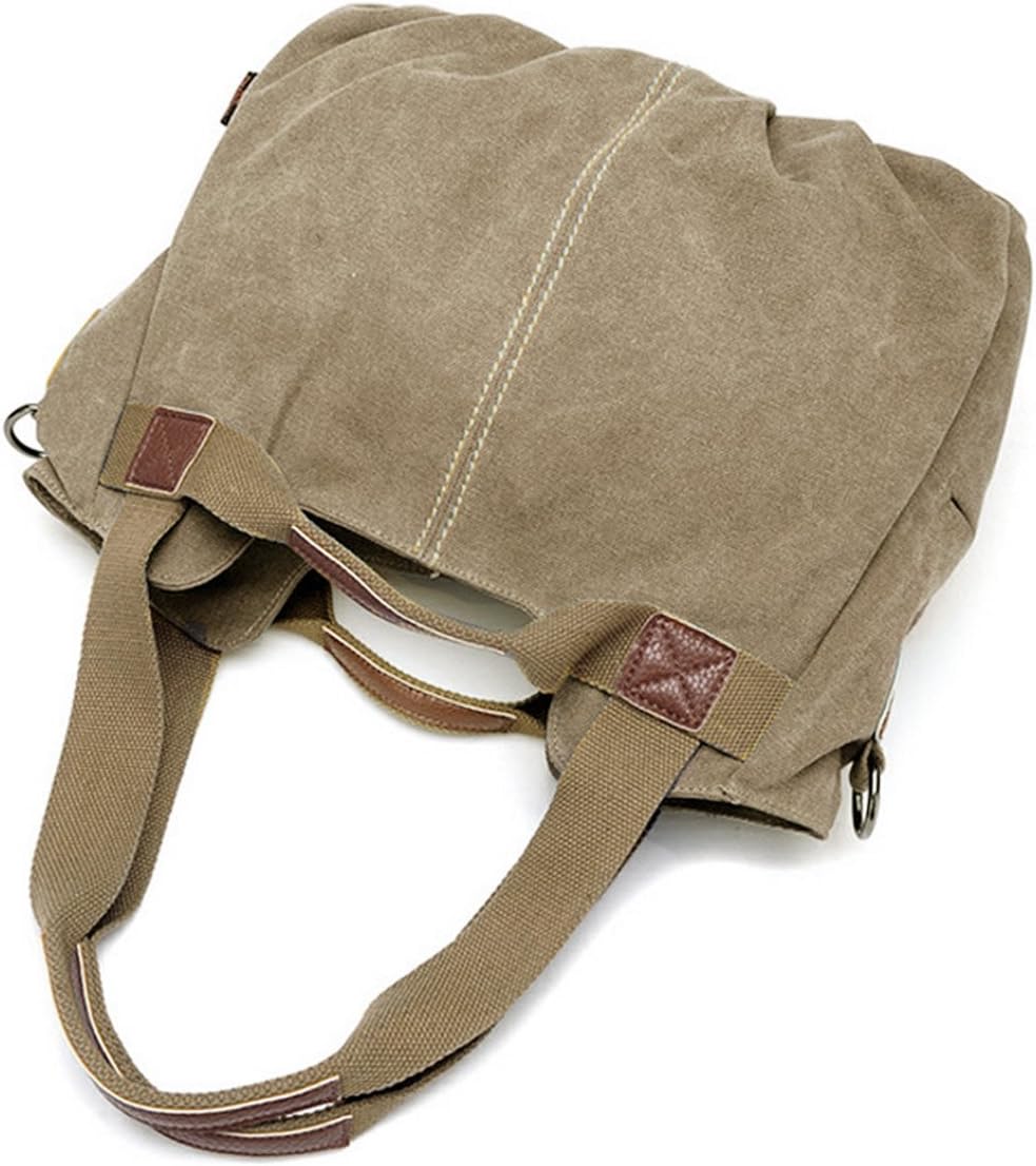 Women's Casual Canvas Tote Bag Daily Purse Hobo Handbag Shoulder Bag Shopping Bag (khaki) - Image 4