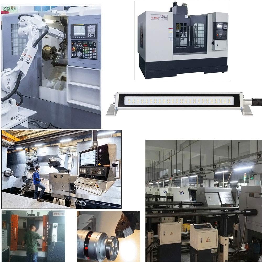 YJINGRUI Luce da lavoro industriale Illuminazione 115° e pieghevole Illuminazione impermeabile per officina (110~220V, 622mm 20W)
