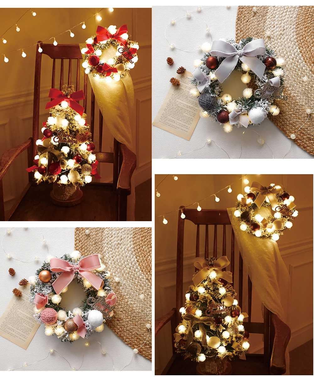 Amazon.co.jp: クリスマスリース + クリスマスツリー 卓上 セット