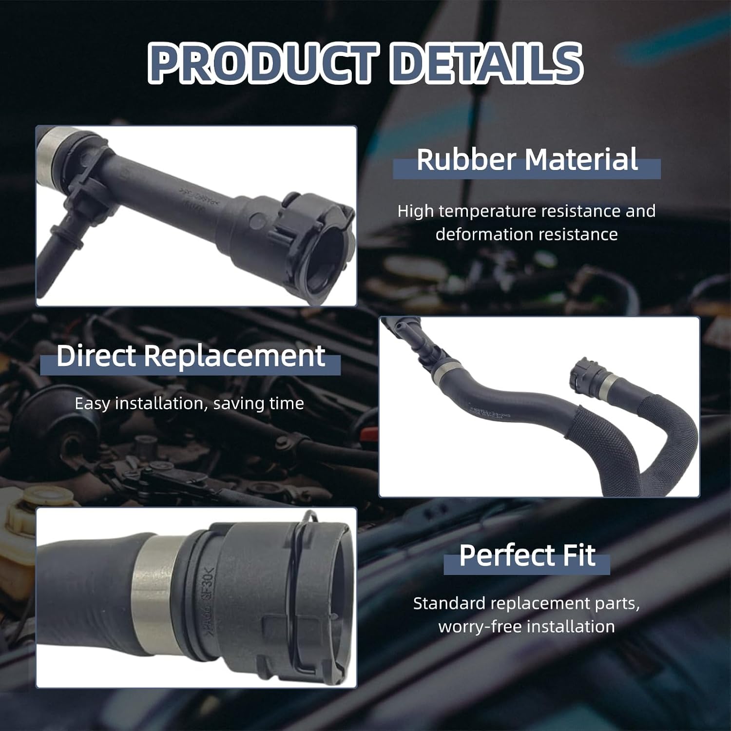 Compatible with Volvo XC60 S60 V60 Cross Country XC70 S80 Engine Radiator Coolant Heater Hose 8641078 31657657