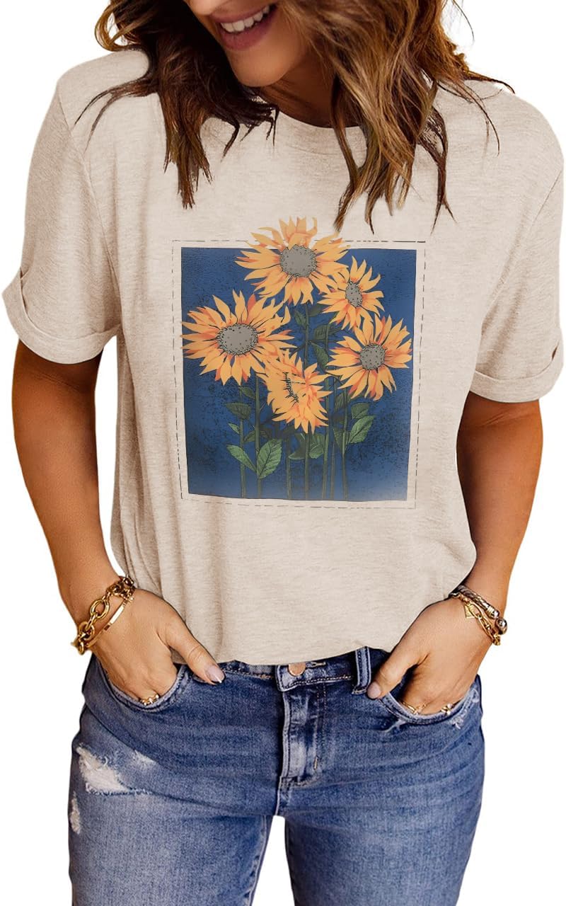 Womens Graphic Tee Shirts Trendy Casual Summer Loose Fit Short Sleeve Tshirts for Women image 5