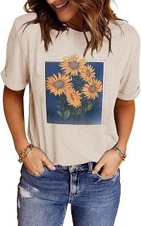 Womens Graphic Tee Shirts Trendy Casual Summer Loose Fit Short Sleeve Tshirts for Women