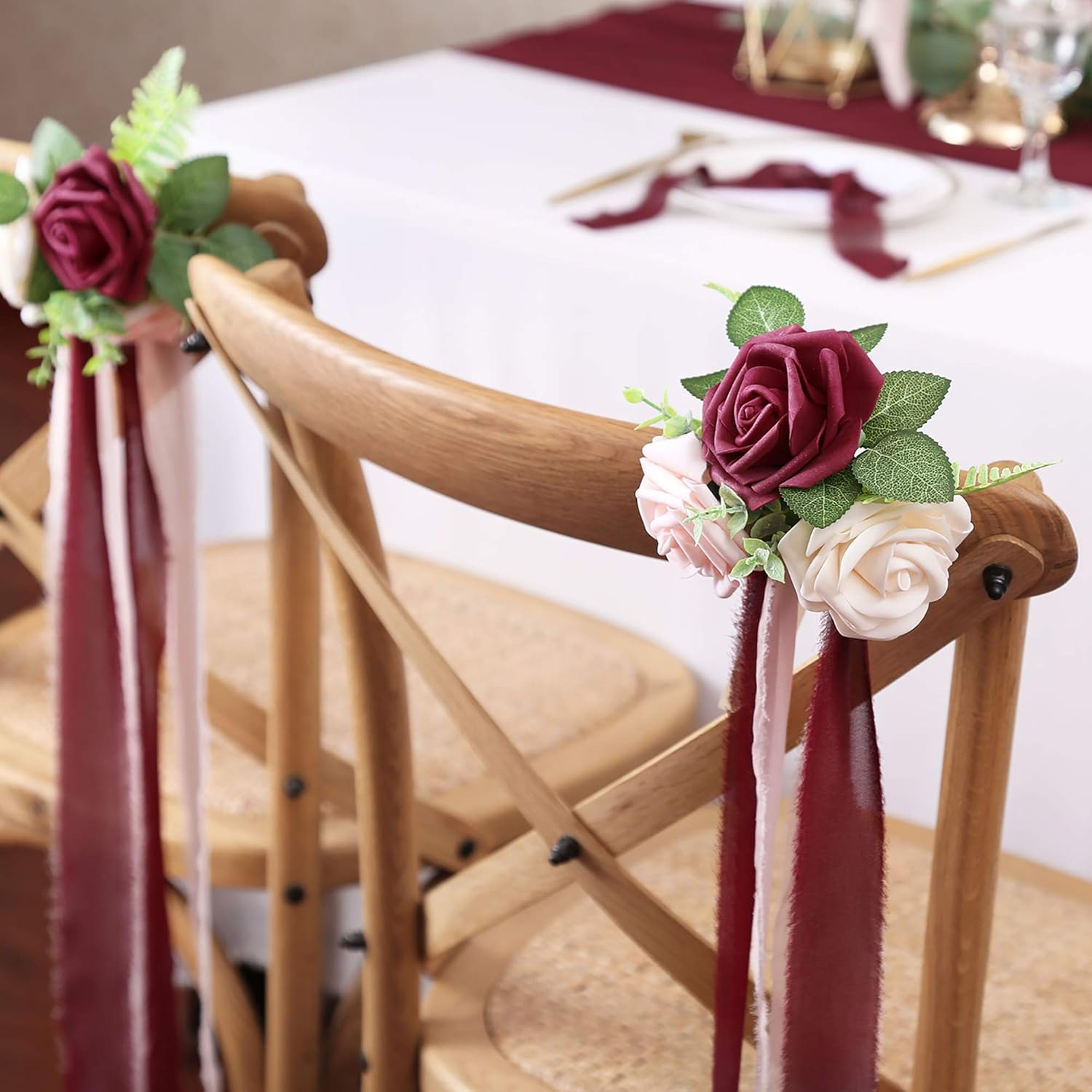 Buy Faneya Wedding Chair Decorations Set Of 12 Burgundy Pink Cream Floral Wedding Flowers Online In Indonesia B08kzvtsyp Buy Faneya Wedding Chair Decorations Set Of 12 Burgundy Pink Cream Floral Wedding Flowers Online In Indonesia B08kzvtsyp