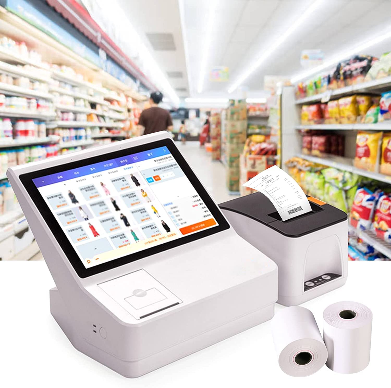 Immuson Rollos de recibos de papel térmico de 2 1/4 x 50 pulgadas, 2 x 50 pies, papel de recibos, POS, caja registradora, compatible con terminales de tarjetas de crédito Verifone (200 rollos)