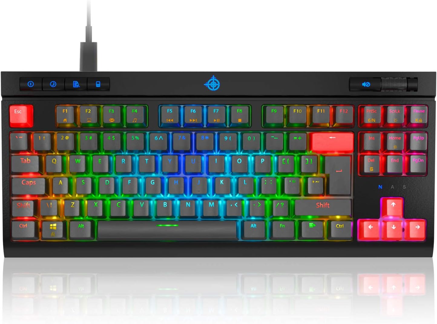 Mechanical Gaming Keyboard,87 Keys Wired Gaming Keyboard,LED Rainbow Backlit Keyboard with Blue Switches for Windows/MAC/Gaming PC(Black)