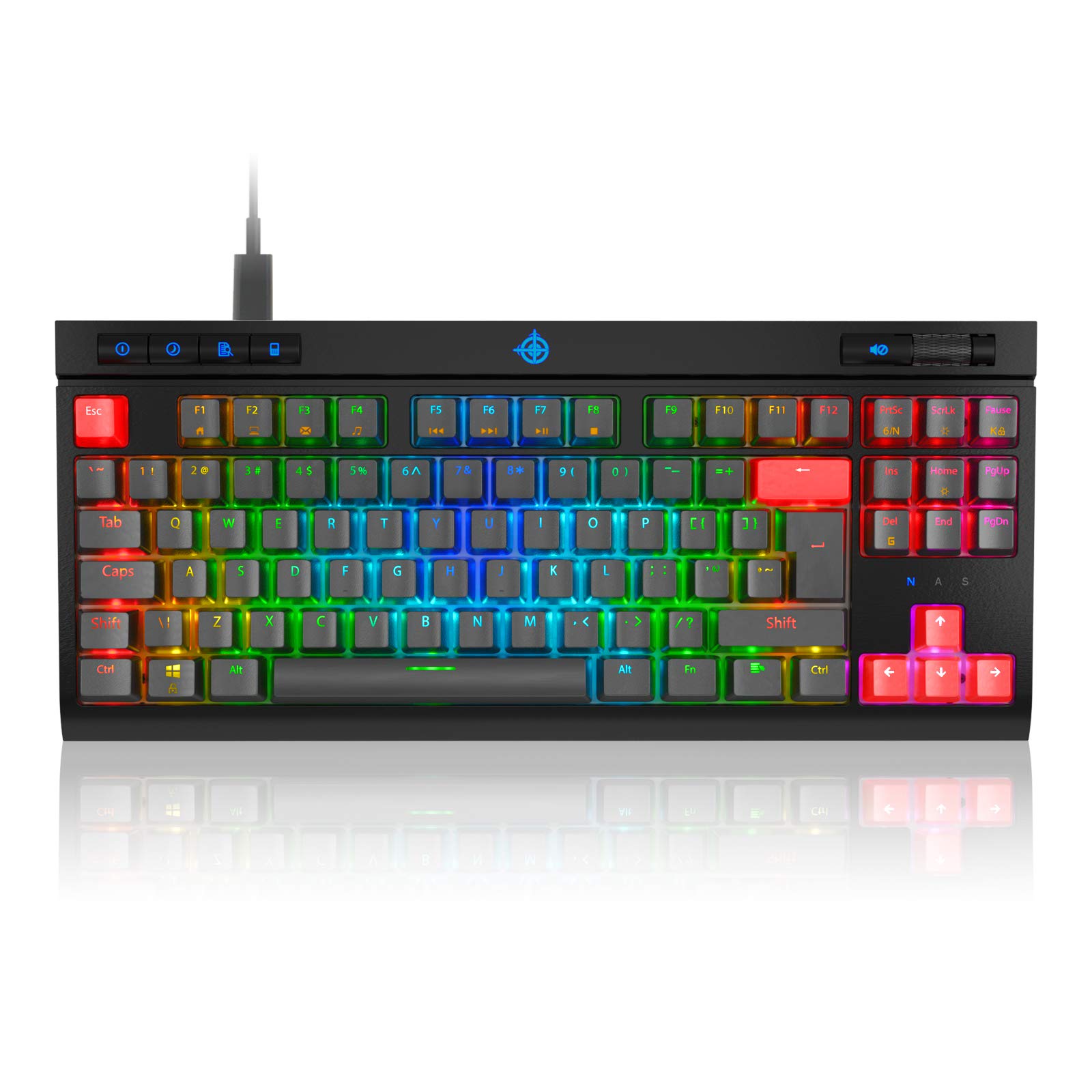 Mechanical Gaming Keyboard,87 Keys Wired Gaming Keyboard,LED Rainbow Backlit Keyboard with Blue Switches for Windows/MAC/Gaming PC(Black)