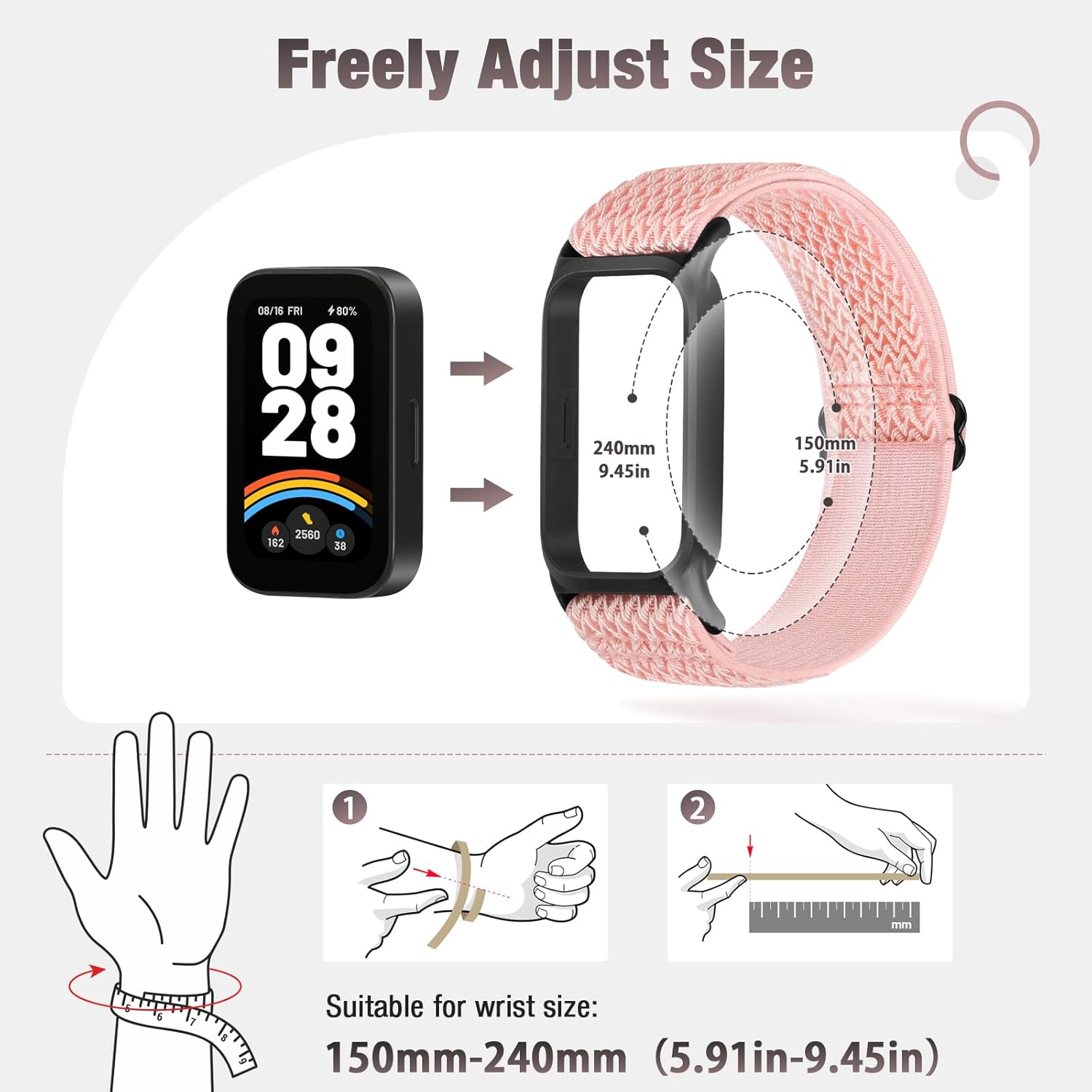 2 Pack Elastic Bands Compatible with Xiaomi Smart Watch 9 Active Women Men, Soft Nylon Replacement Sport Wriststrap for Redmi Watch 3 image 3 of 7 B0FCSGXR37